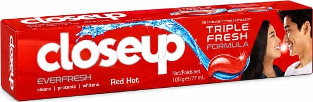 Closeup Toothpaste Everfresh Red Hot